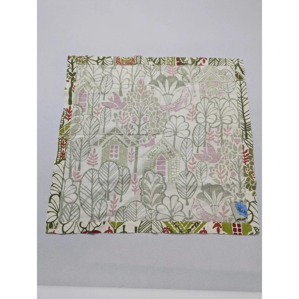 Pottery Barn Replacement Cloth Napkin‎ Red Green Birds Houses 20x20